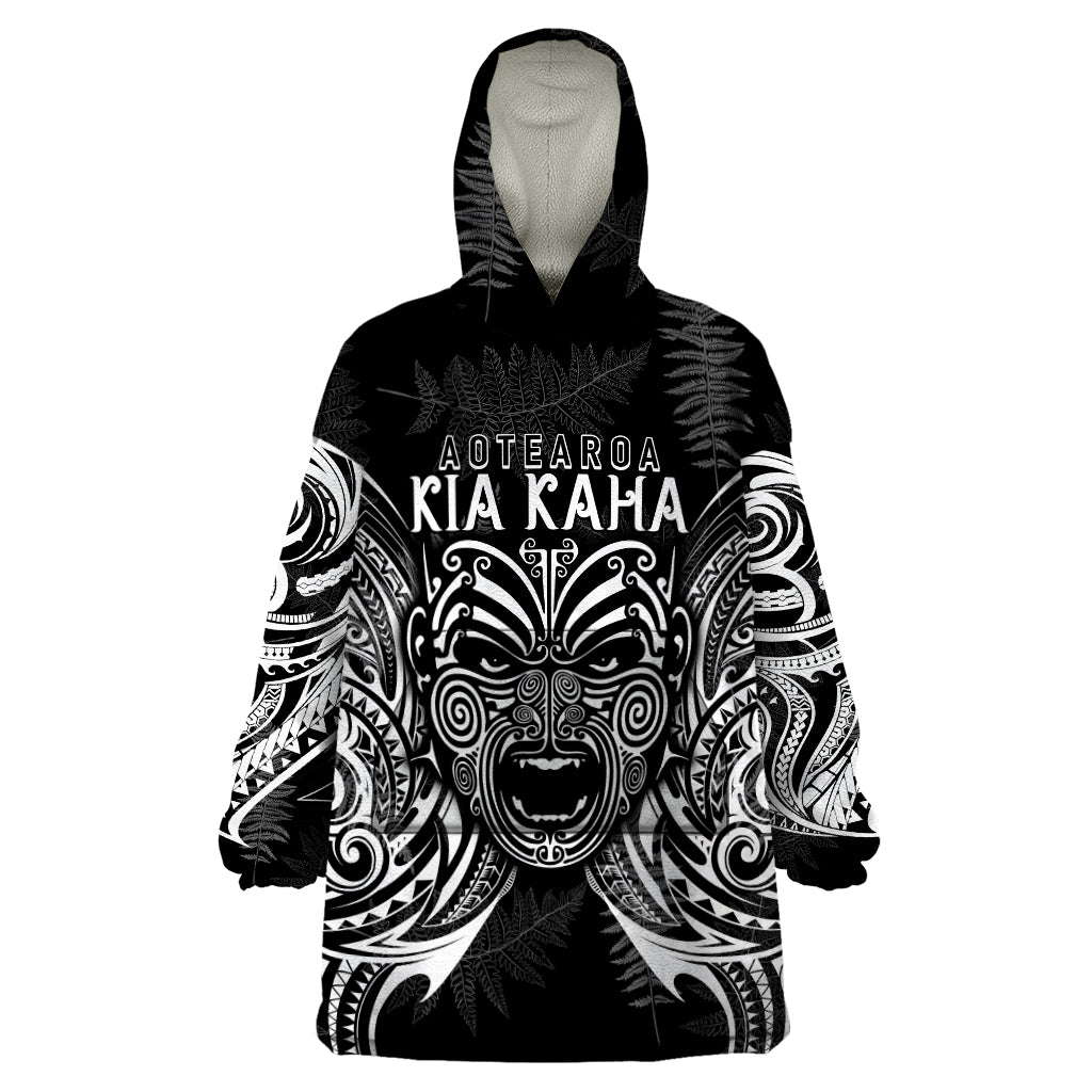 Custom New Zealand Rugby Wearable Blanket Hoodie 2023 World Cup Aotearoa Haka Face - Wonder Print Shop