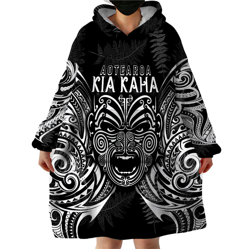 Custom New Zealand Rugby Wearable Blanket Hoodie 2023 World Cup Aotearoa Haka Face - Wonder Print Shop