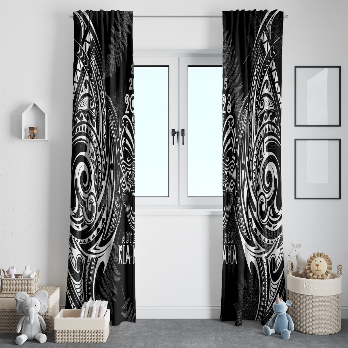 Custom New Zealand Rugby Window Curtain 2023 World Cup Aotearoa Haka Face - Wonder Print Shop