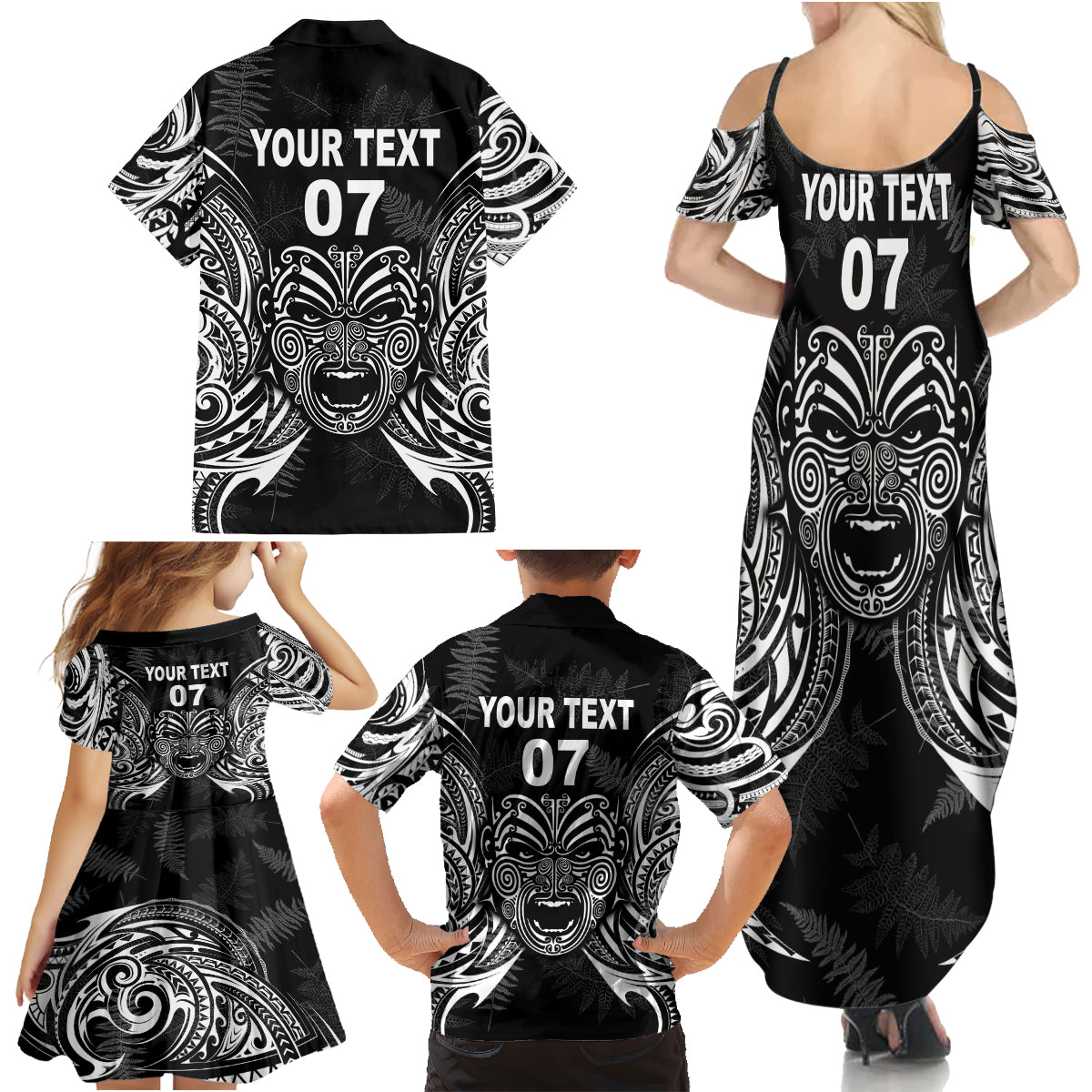 New Zealand Rugby Family Matching Summer Maxi Dress and Hawaiian Shirt 2023 World Cup Aotearoa Create History - Wonder Print Shop