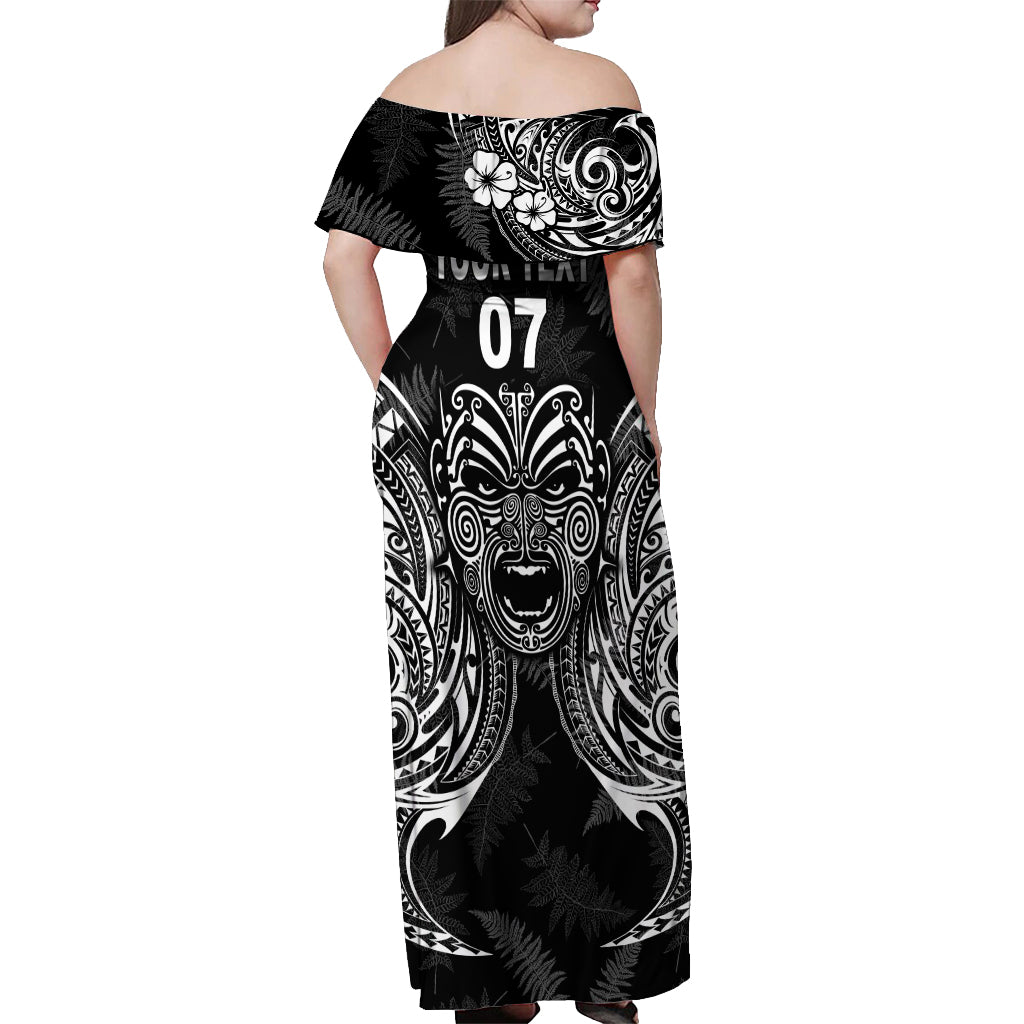 New Zealand Rugby Off Shoulder Maxi Dress 2023 World Cup Aotearoa Create History - Wonder Print Shop