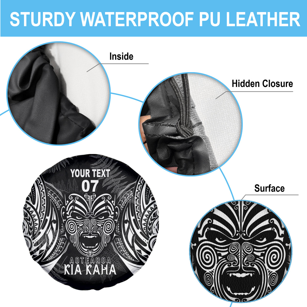 New Zealand Rugby Spare Tire Cover 2023 World Cup Aotearoa Create History - Wonder Print Shop