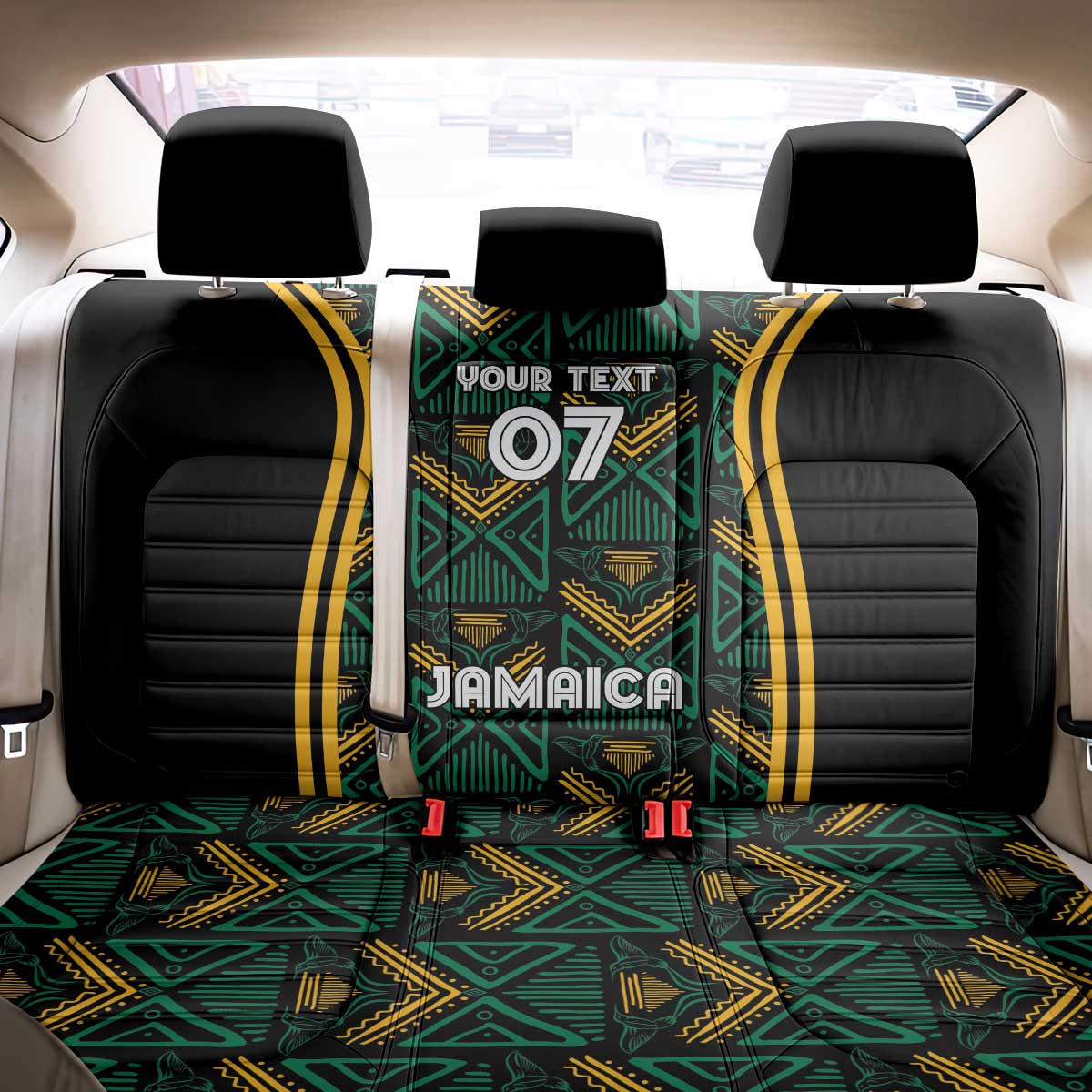 Jamaica Reggae Boyz Custom Back Car Seat Cover Ethnic Motifs LT7 - Wonder Print Shop