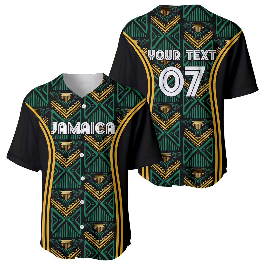 Jamaica Reggae Boyz Custom Baseball Jersey Ethnic Motifs LT7 - Wonder Print Shop