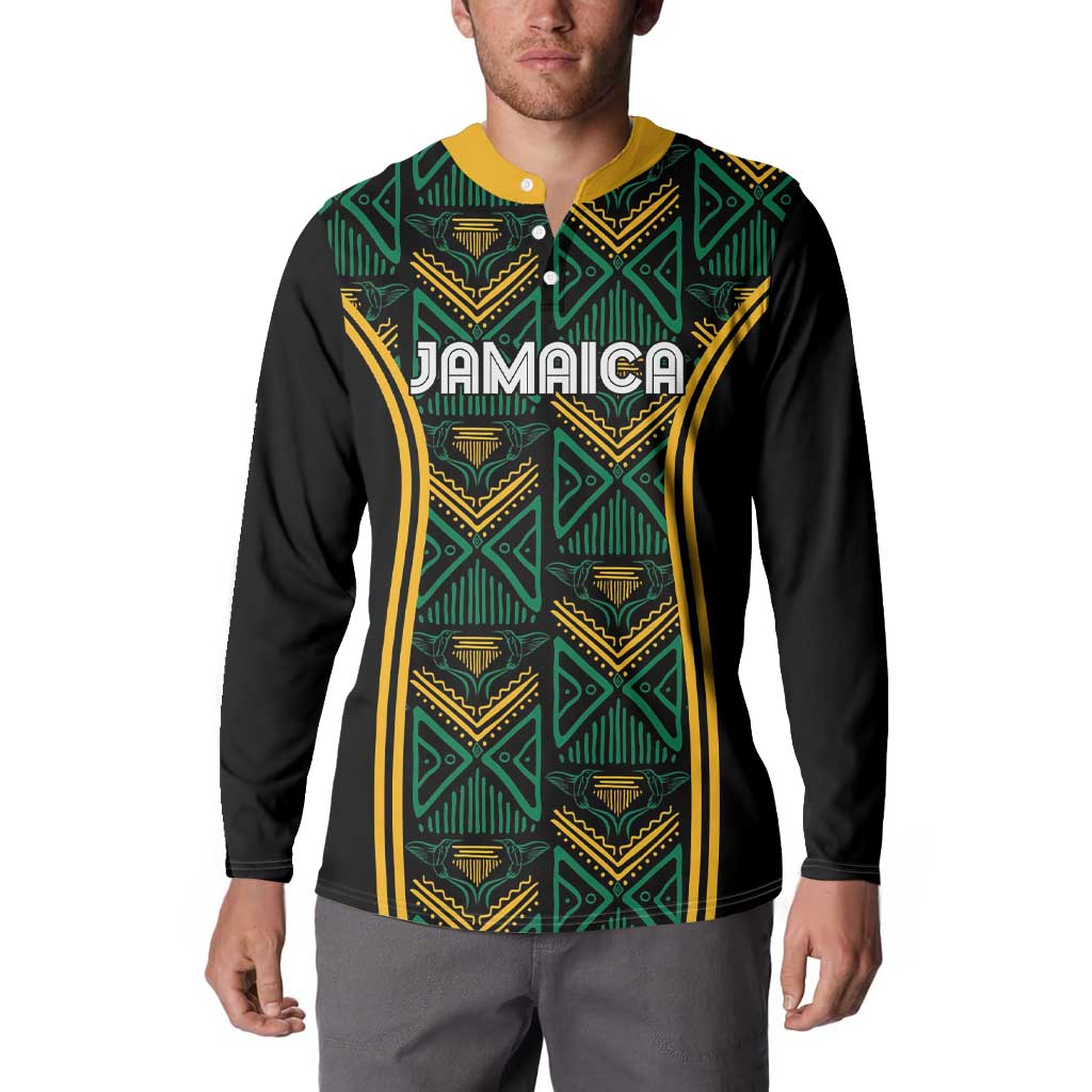 Jamaica Reggae Boyz Custom Button Sweatshirt Ethnic Motifs LT7 - Wonder Print Shop