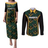 Jamaica Reggae Boyz Custom Couples Matching Puletasi and Long Sleeve Button Shirt Ethnic Motifs LT7 - Wonder Print Shop