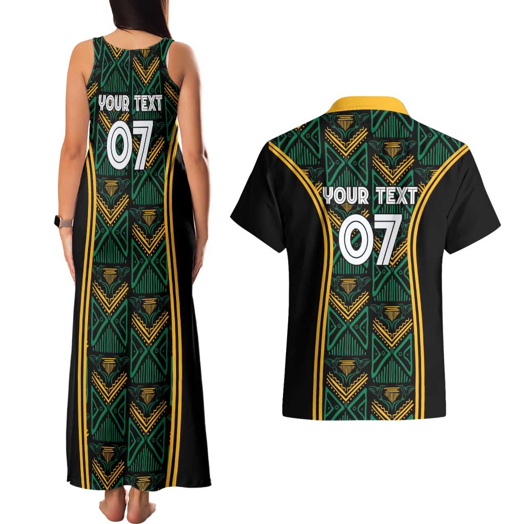 Jamaica Reggae Boyz Custom Couples Matching Tank Maxi Dress and Hawaiian Shirt Ethnic Motifs LT7 - Wonder Print Shop