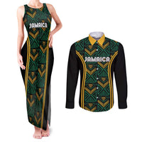 Jamaica Reggae Boyz Custom Couples Matching Tank Maxi Dress and Long Sleeve Button Shirt Ethnic Motifs LT7 - Wonder Print Shop
