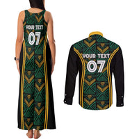 Jamaica Reggae Boyz Custom Couples Matching Tank Maxi Dress and Long Sleeve Button Shirt Ethnic Motifs LT7 - Wonder Print Shop