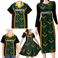 Jamaica Reggae Boyz Custom Family Matching Long Sleeve Bodycon Dress and Hawaiian Shirt Ethnic Motifs LT7 - Wonder Print Shop