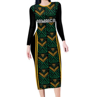 Jamaica Reggae Boyz Custom Family Matching Long Sleeve Bodycon Dress and Hawaiian Shirt Ethnic Motifs LT7 - Wonder Print Shop