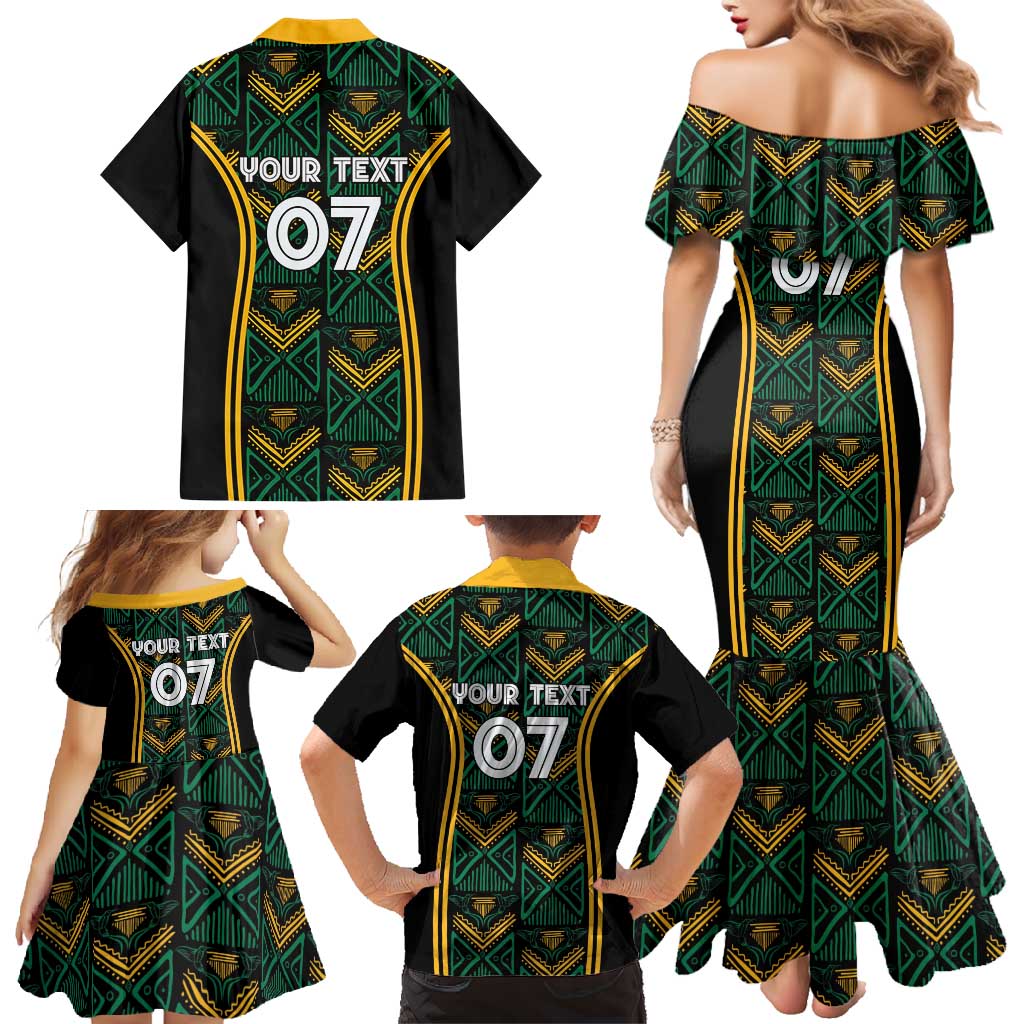 Jamaica Reggae Boyz Custom Family Matching Mermaid Dress and Hawaiian Shirt Ethnic Motifs LT7 - Wonder Print Shop