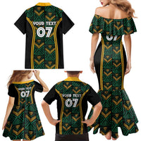 Jamaica Reggae Boyz Custom Family Matching Mermaid Dress and Hawaiian Shirt Ethnic Motifs LT7 - Wonder Print Shop