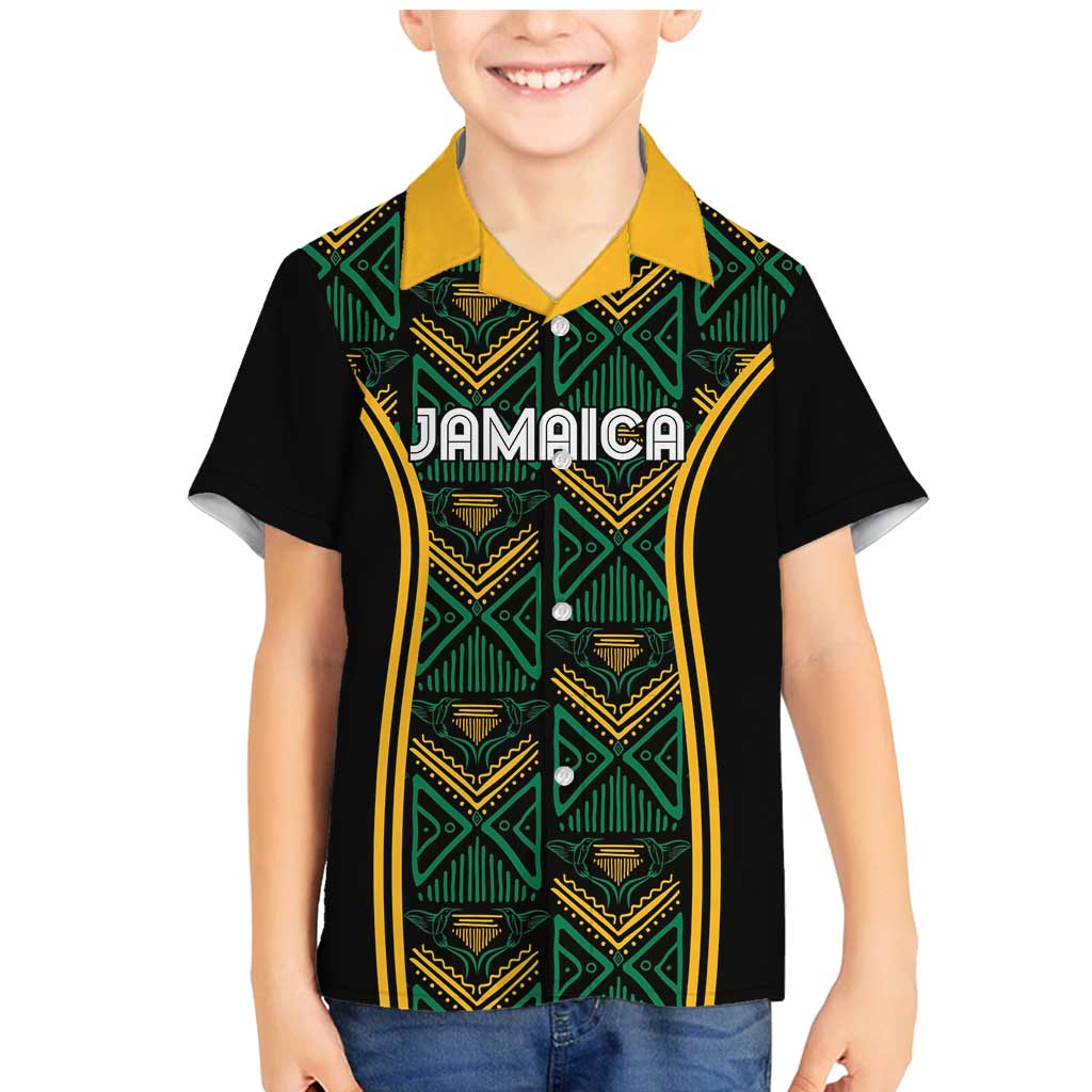 Jamaica Reggae Boyz Custom Family Matching Mermaid Dress and Hawaiian Shirt Ethnic Motifs LT7 - Wonder Print Shop