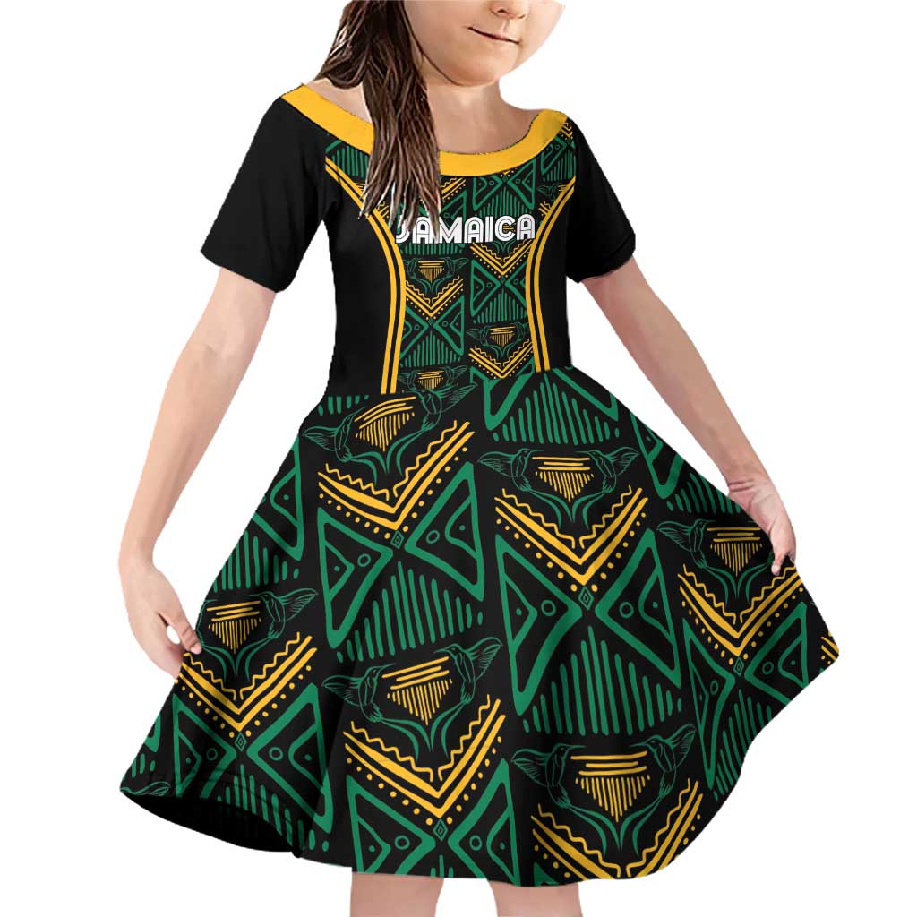 Jamaica Reggae Boyz Custom Family Matching Off Shoulder Short Dress and Hawaiian Shirt Ethnic Motifs LT7 - Wonder Print Shop