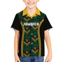 Jamaica Reggae Boyz Custom Family Matching Off Shoulder Short Dress and Hawaiian Shirt Ethnic Motifs LT7 - Wonder Print Shop