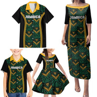 Jamaica Reggae Boyz Custom Family Matching Puletasi and Hawaiian Shirt Ethnic Motifs - Wonder Print Shop