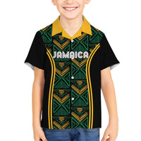 Jamaica Reggae Boyz Custom Family Matching Short Sleeve Bodycon Dress and Hawaiian Shirt Ethnic Motifs - Wonder Print Shop