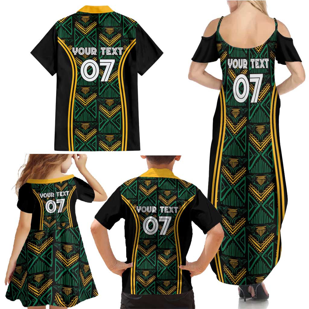 Jamaica Reggae Boyz Custom Family Matching Summer Maxi Dress and Hawaiian Shirt Ethnic Motifs - Wonder Print Shop