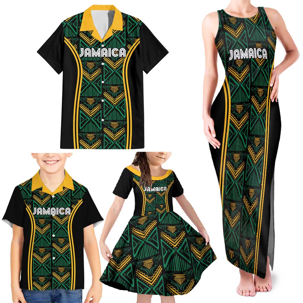 Jamaica Reggae Boyz Custom Family Matching Tank Maxi Dress and Hawaiian Shirt Ethnic Motifs - Wonder Print Shop