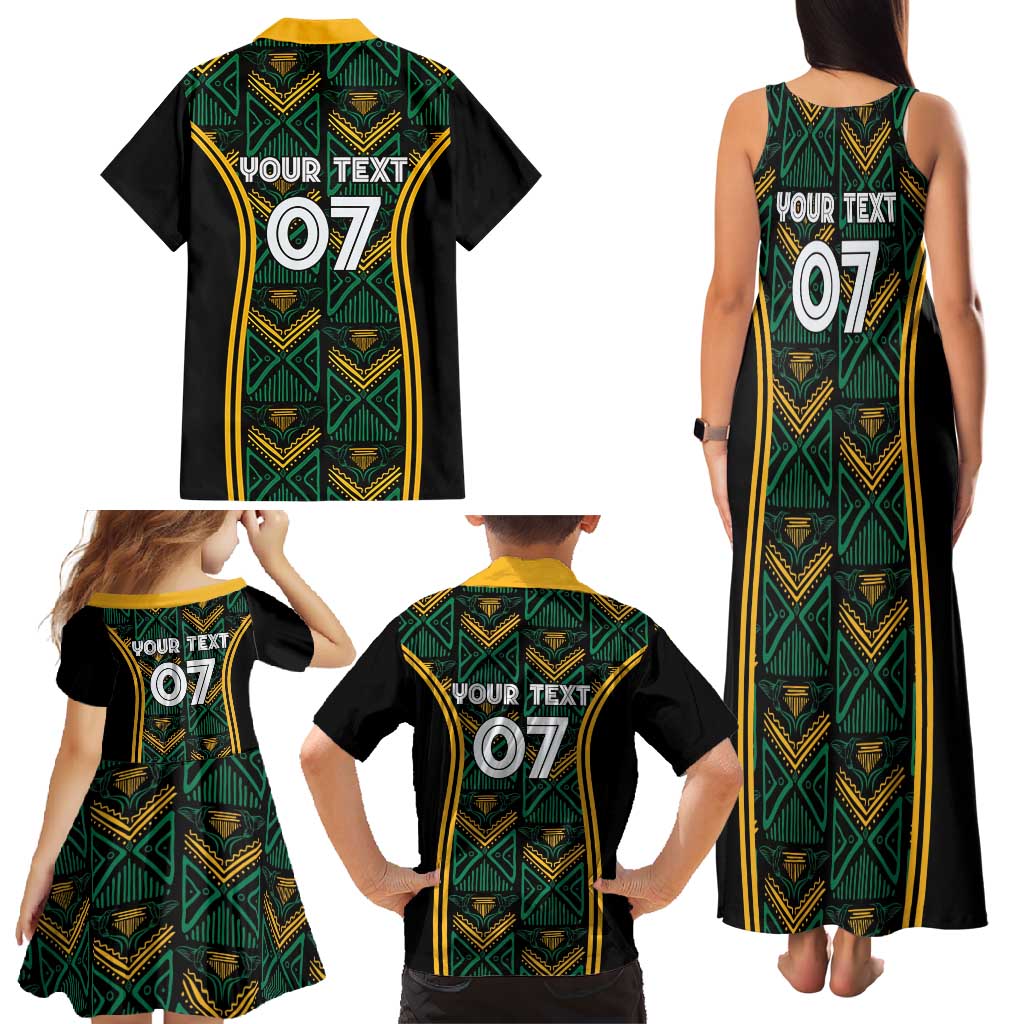 Jamaica Reggae Boyz Custom Family Matching Tank Maxi Dress and Hawaiian Shirt Ethnic Motifs - Wonder Print Shop