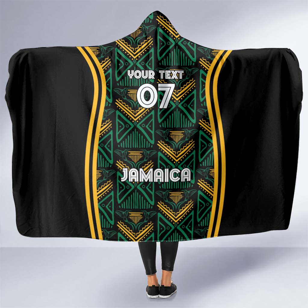 Jamaica Reggae Boyz Custom Hooded Blanket Ethnic Motifs