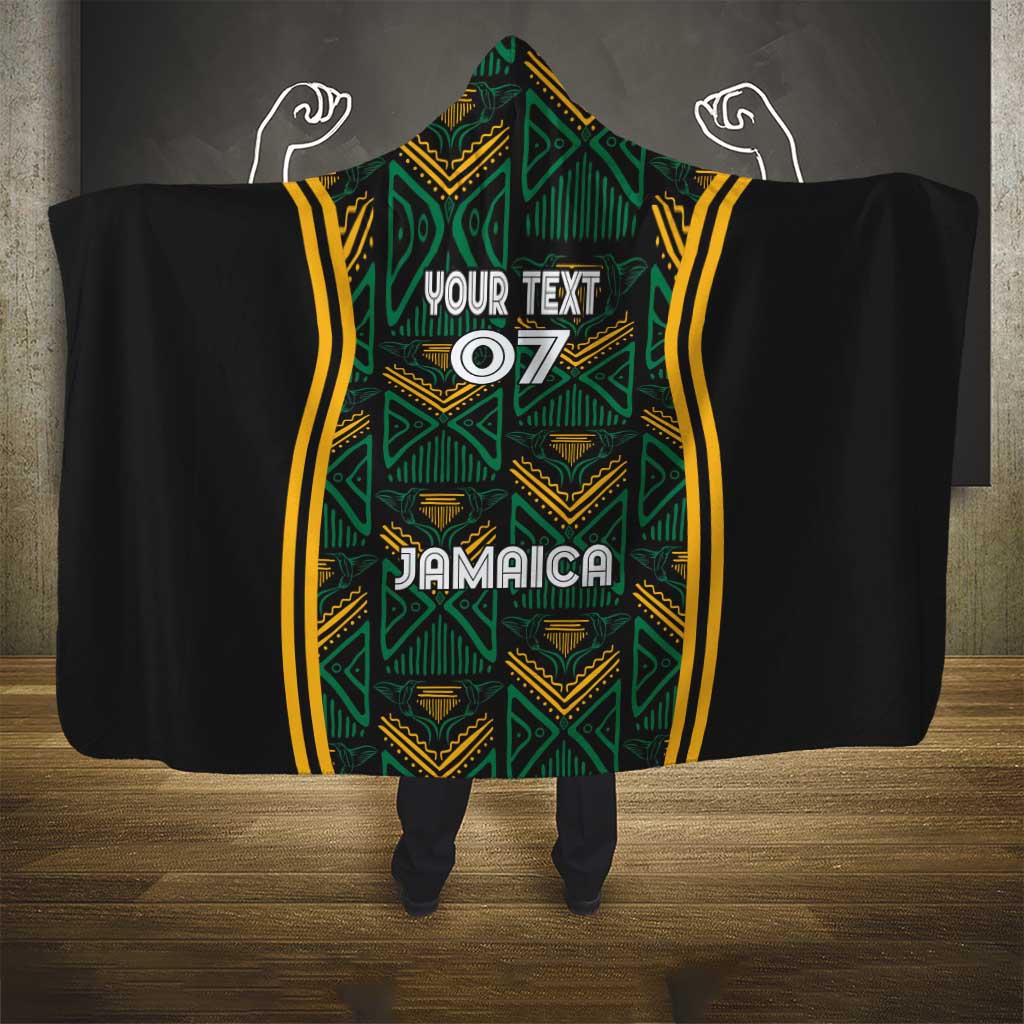 Jamaica Reggae Boyz Custom Hooded Blanket Ethnic Motifs