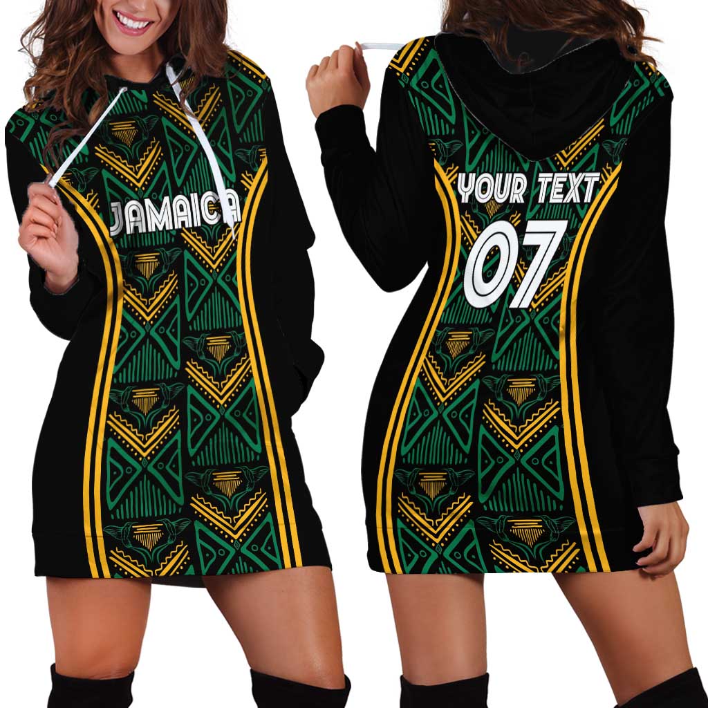 Jamaica Reggae Boyz Custom Hoodie Dress Ethnic Motifs - Wonder Print Shop