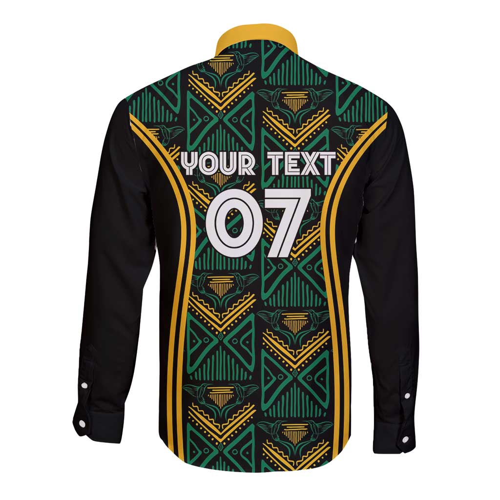 Jamaica Reggae Boyz Custom Long Sleeve Button Shirt Ethnic Motifs - Wonder Print Shop