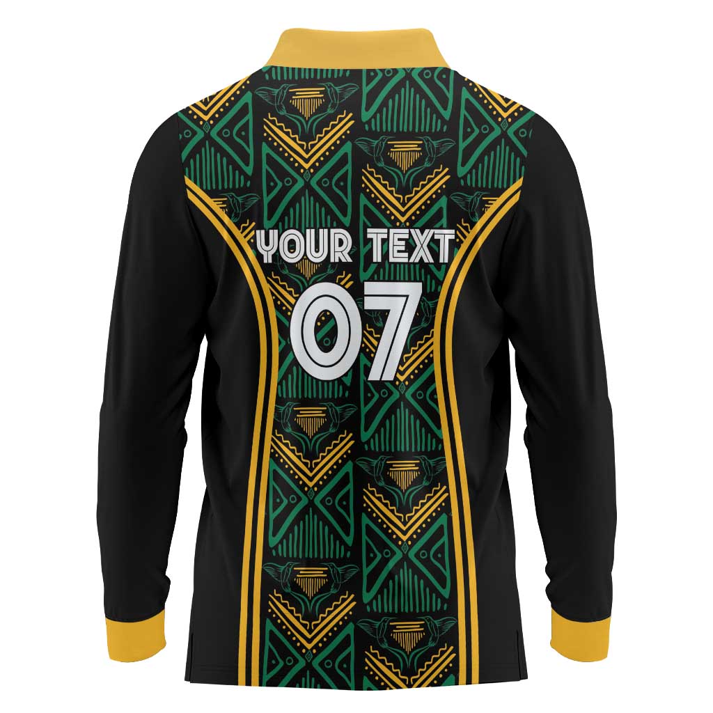Jamaica Reggae Boyz Custom Long Sleeve Polo Shirt Ethnic Motifs - Wonder Print Shop