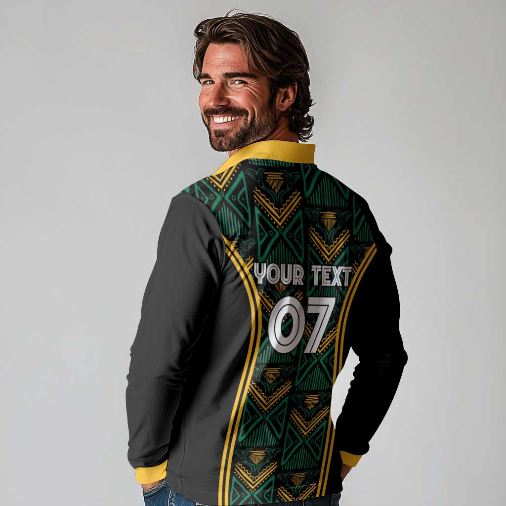Jamaica Reggae Boyz Custom Long Sleeve Polo Shirt Ethnic Motifs - Wonder Print Shop