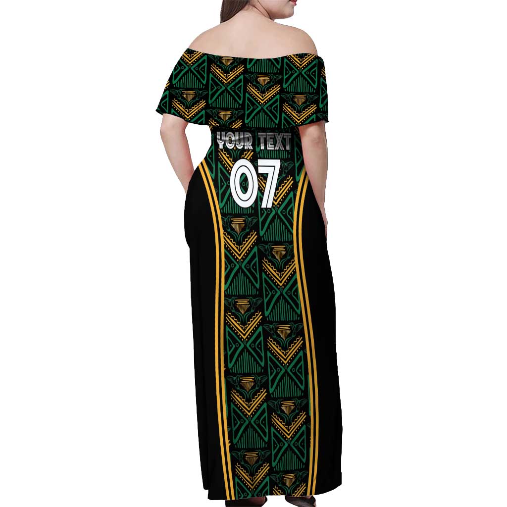 Jamaica Reggae Boyz Custom Off Shoulder Maxi Dress Ethnic Motifs - Wonder Print Shop