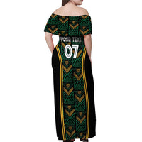 Jamaica Reggae Boyz Custom Off Shoulder Maxi Dress Ethnic Motifs - Wonder Print Shop
