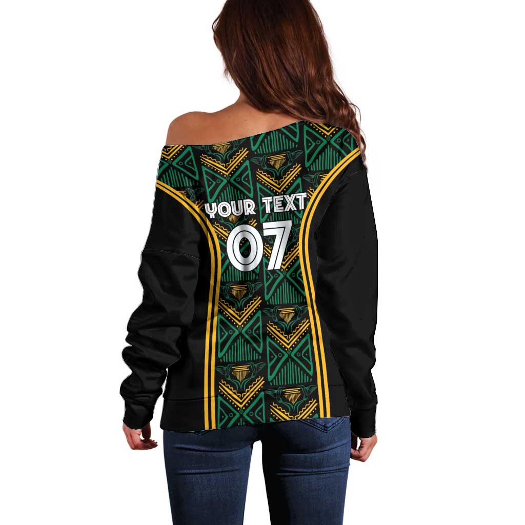 Jamaica Reggae Boyz Custom Off Shoulder Sweater Ethnic Motifs - Wonder Print Shop
