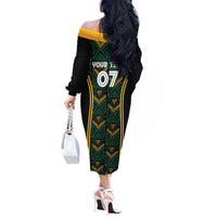Jamaica Reggae Boyz Custom Off The Shoulder Long Sleeve Dress Ethnic Motifs - Wonder Print Shop