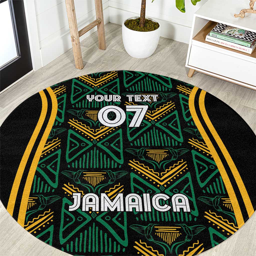 Jamaica Reggae Boyz Custom Round Carpet Ethnic Motifs