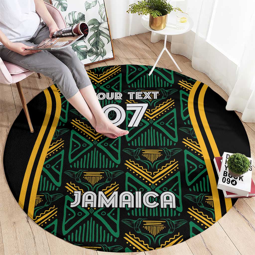 Jamaica Reggae Boyz Custom Round Carpet Ethnic Motifs