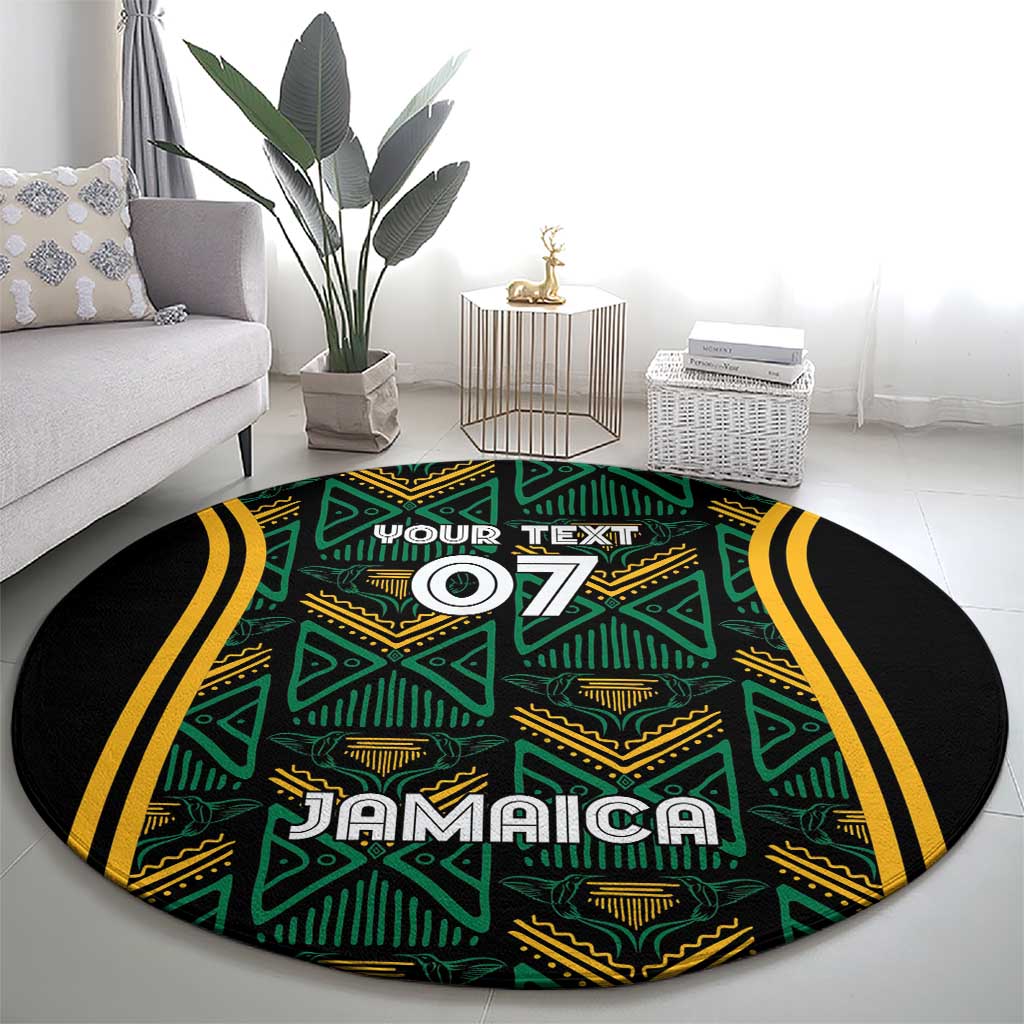 Jamaica Reggae Boyz Custom Round Carpet Ethnic Motifs