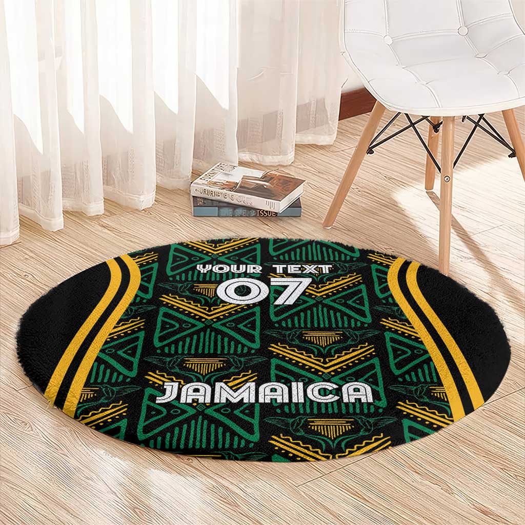Jamaica Reggae Boyz Custom Round Carpet Ethnic Motifs