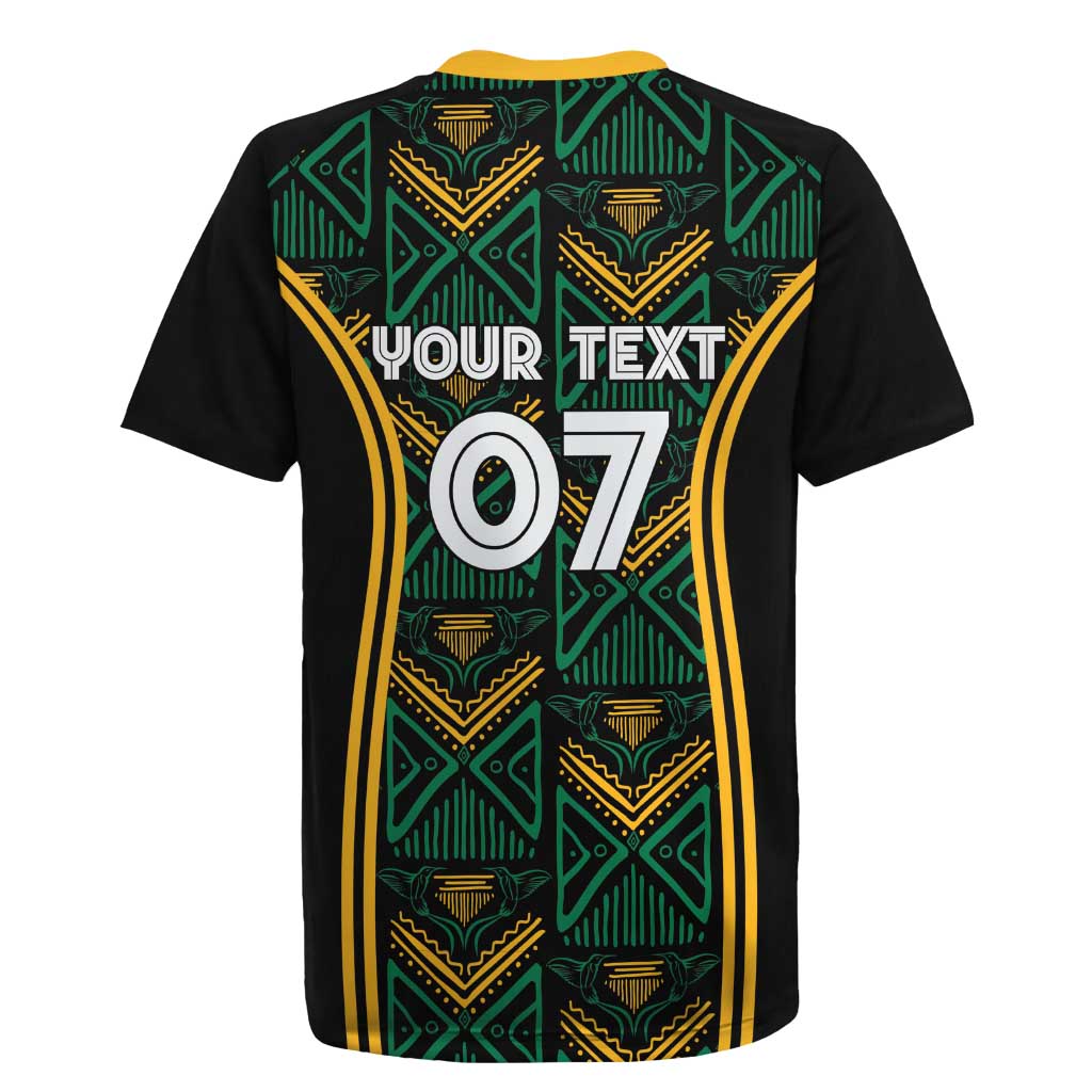 Jamaica Reggae Boyz Custom Rugby Jersey Ethnic Motifs - Wonder Print Shop