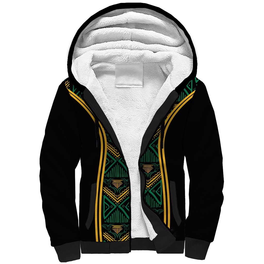 Jamaica Reggae Boyz Custom Sherpa Hoodie Ethnic Motifs - Wonder Print Shop