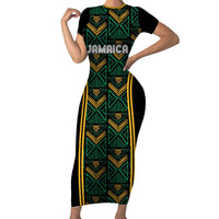 Jamaica Reggae Boyz Custom Short Sleeve Bodycon Dress Ethnic Motifs - Wonder Print Shop