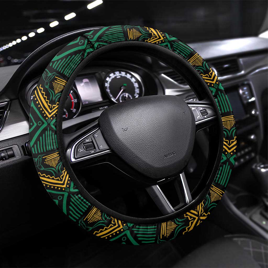 Jamaica Reggae Boyz Custom Steering Wheel Cover Ethnic Motifs - Wonder Print Shop