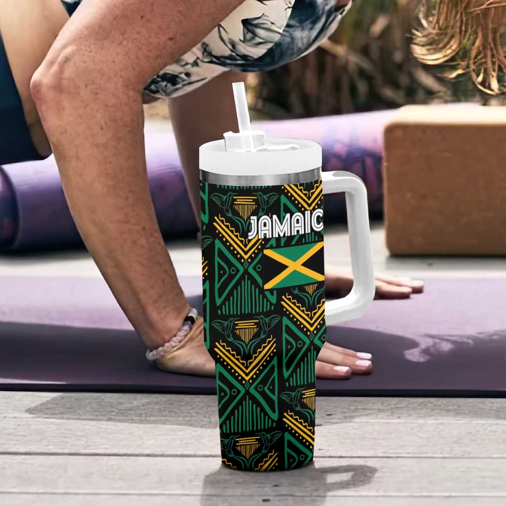 Jamaica Reggae Boyz Custom Tumbler With Handle Ethnic Motifs - Wonder Print Shop