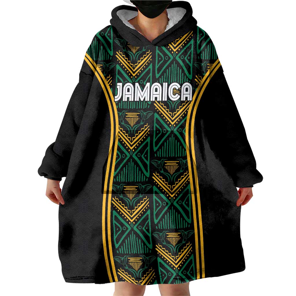 Jamaica Reggae Boyz Custom Wearable Blanket Hoodie Ethnic Motifs - Wonder Print Shop