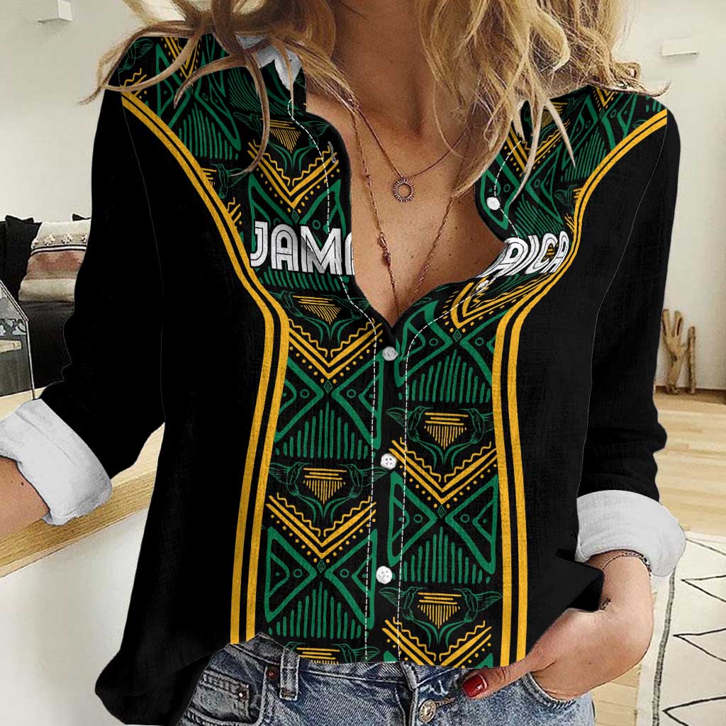 Jamaica Reggae Boyz Custom Women Casual Shirt Ethnic Motifs - Wonder Print Shop
