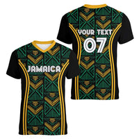 Jamaica Reggae Boyz Custom Women V-Neck T-Shirt Ethnic Motifs - Wonder Print Shop