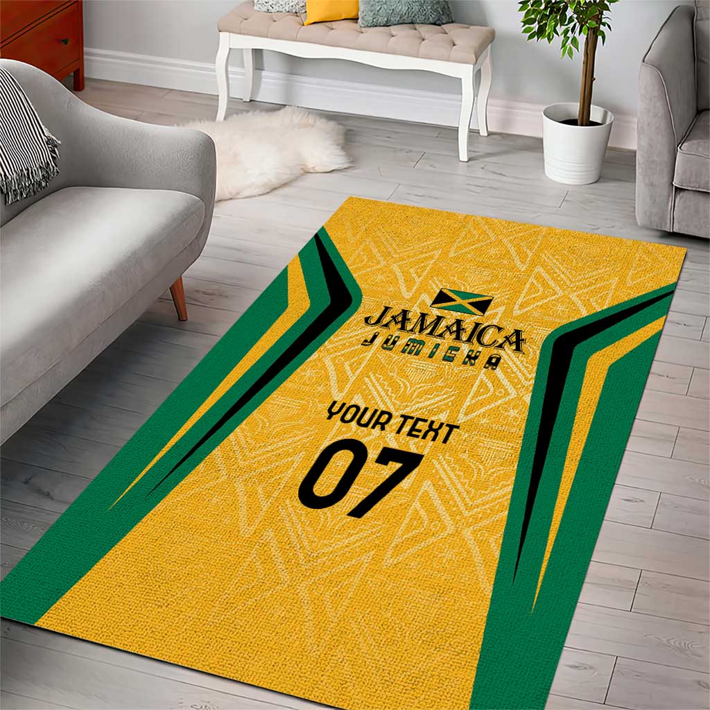 Jamaica Custom Area Rug Ethnic Motifs - Gold Accents LT7 - Wonder Print Shop