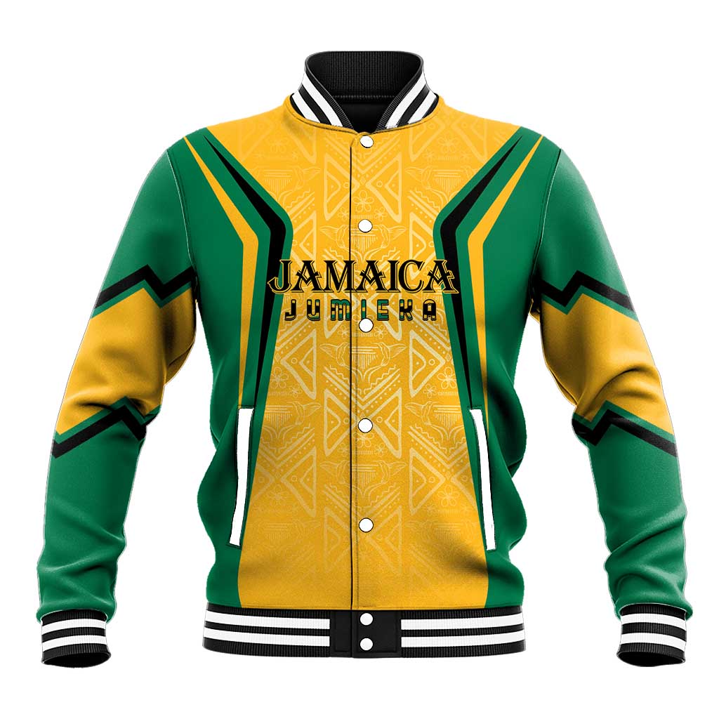 Jamaica Custom Baseball Jacket Ethnic Motifs - Gold Accents LT7 - Wonder Print Shop