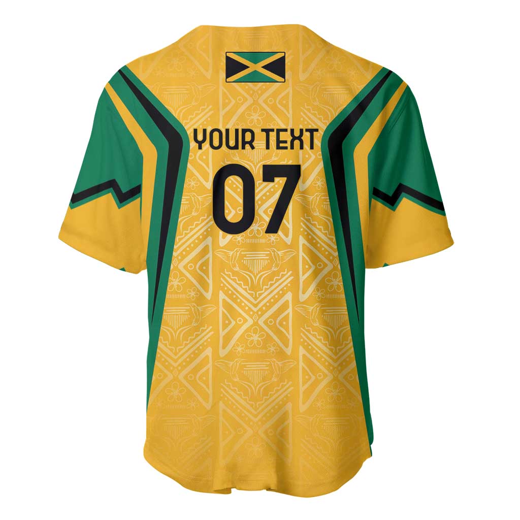 Jamaica Custom Baseball Jersey Ethnic Motifs - Gold Accents LT7 - Wonder Print Shop
